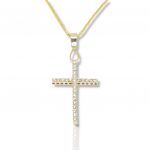 Golden cross (with chain) k18 with diamonds  (code H2327)